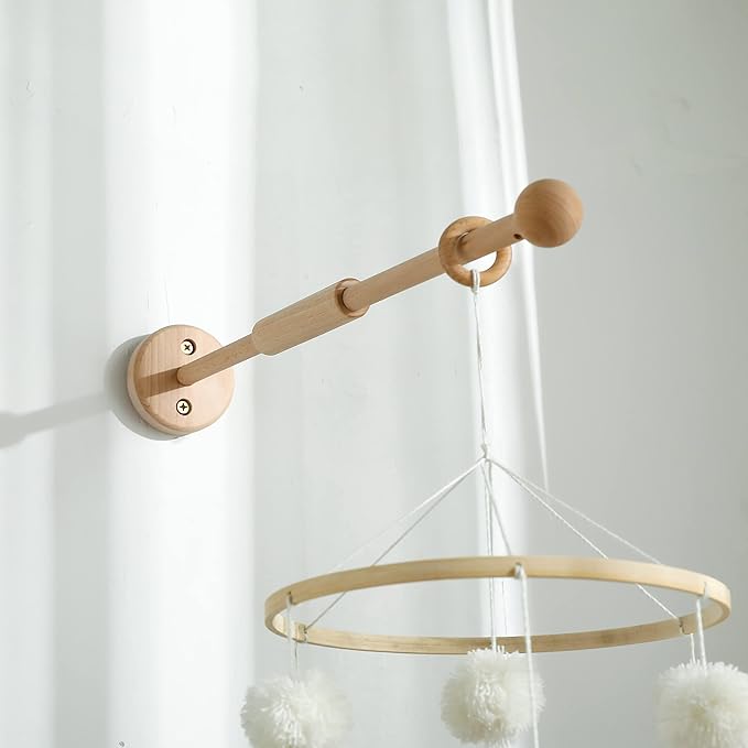 Baby Crib Mobile Arm,HBM Wooden Mobile Arm for Crib Mobile Hanger for Crib Baby Girl Nursery Decor