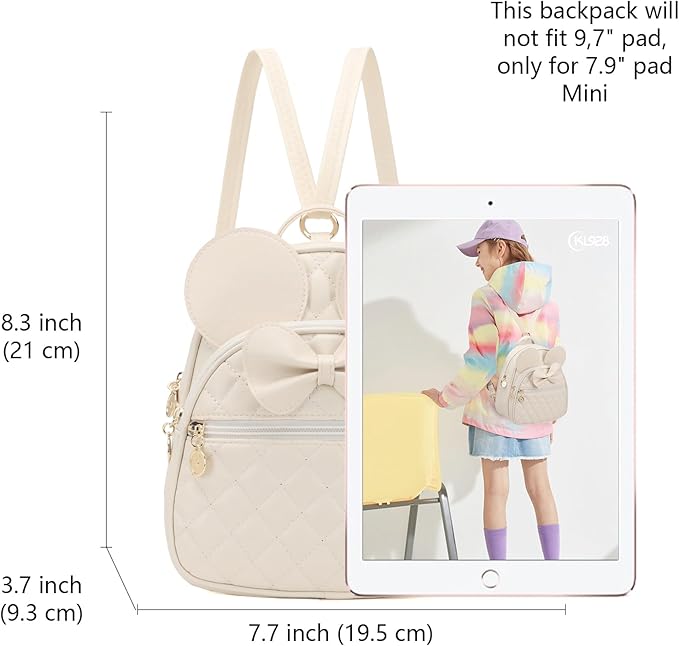 KL928 Girls Bowknot Polka Dot Cute Mini Backpack Small Daypacks Convertible Shoulder Bag Purse for Women
