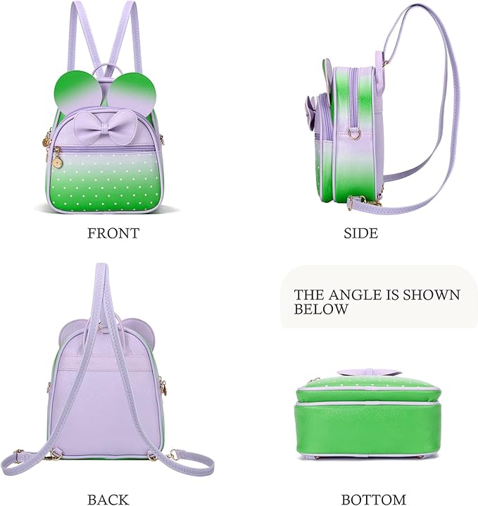 KL928 Girls Bowknot Polka Dot Cute Mini Backpack Small Daypacks Convertible Shoulder Bag Purse for Women