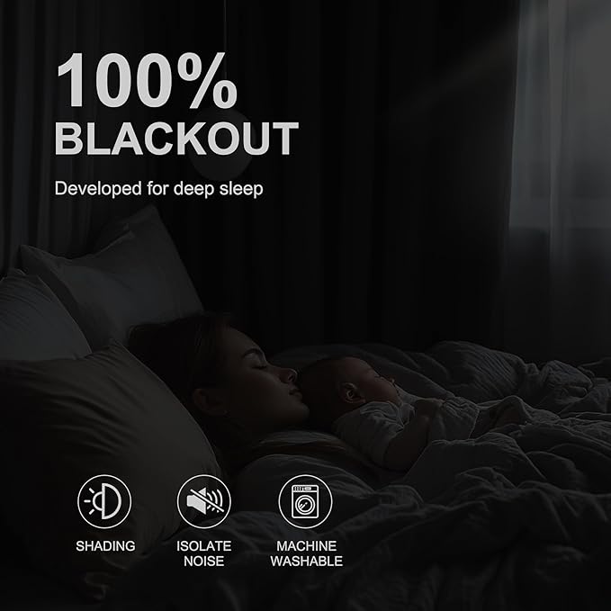 NICETOWN 100% Blackout Short Curtains 63 Inch Length for Bedroom, Privacy Thermal Insulated Grommet Window Drapes for Living Room, 2 Panels, Black, 42 x 63 Inch