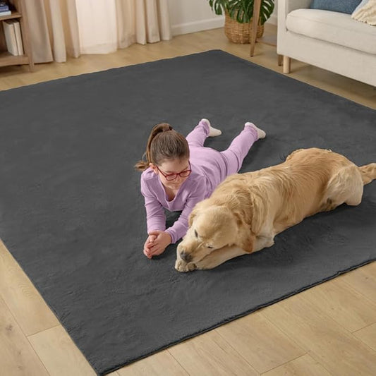 GORILLA GRIP Ultra Soft Washable Area Rug, 6x9, Stain and Slip Resistant Plush Thick Carpet for Bedroom Living Room, No Shed Floor Rugs Pet Friendly, Dorm Essentials, Kids Nursery Home Decor Dark Gray