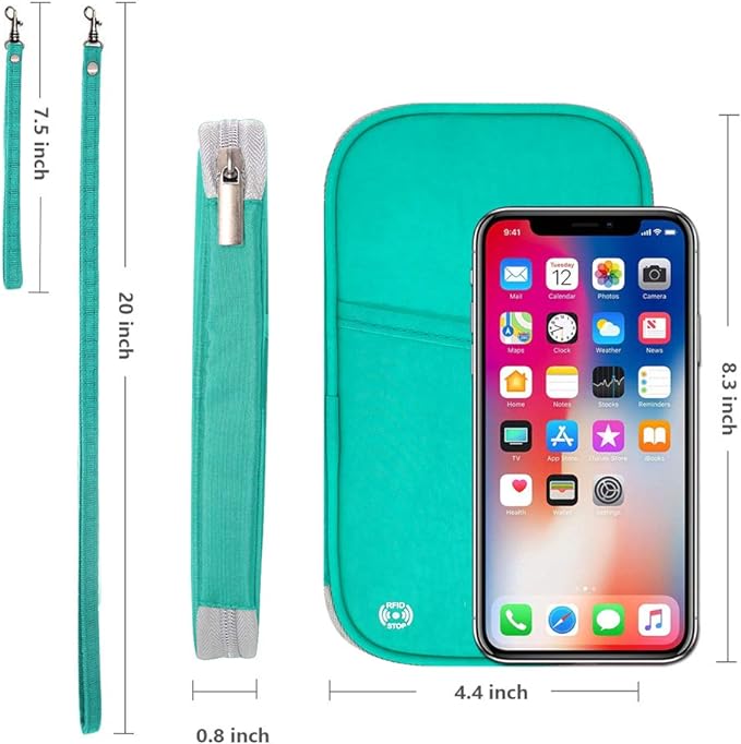 RFID Family Passport Wallet Holder Waterproof, Travel Document Organizer Credit Card Clutch Bag for Men Women