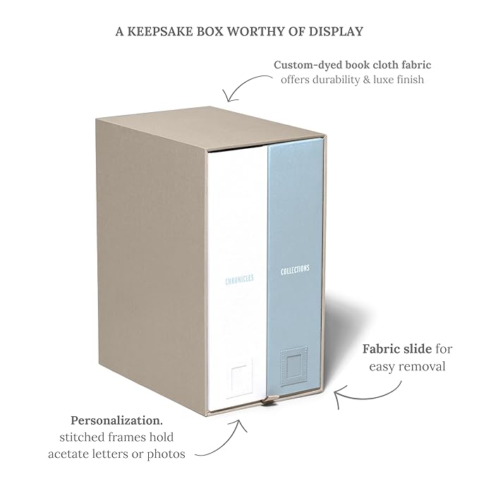 Savor | The Original Deluxe Baby Keepsake Box | Fabric Bound Acid-Free Gender-Neutral Minimalist Newborn Keepsake and Memory Organizer with Labels | for Pregnancy, Mother’s Day, Baby Shower, New Baby