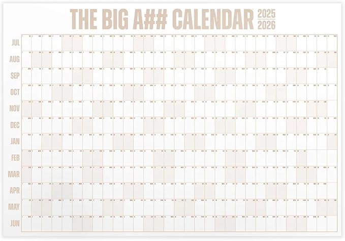 The Big A## Calendar Mid-Year Wall Planner – July to June Dry-Erase Board – Includes 1 Marker & 100 Labels – Lightweight, Easy to Hang Yearly Planner – Plan Goals & Adventures – Neutral, 4’x3’