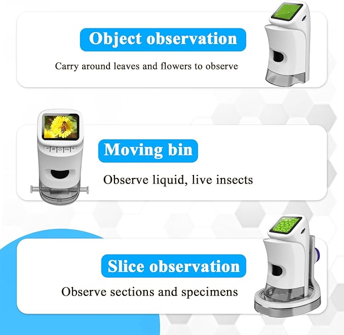 Microscope,Microscope Handheld,2’’ IPS Eye-Protecting Screen,Maximum Magnification of 1000X,Take Photos and Record Video with HD Pixels,Christmas,Birthday, Edu Gifts