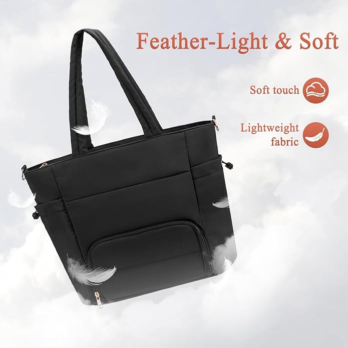 Diaper Bag Tote for Working Mom, Breastmilk Cooler Bag with Insulated Compartment, Breast Pump Tote Bag with Ice Pack for Cooler & 15‘’ Laptop Sleeve, Baby Bottle Cooler bag for Nursing, Work, Travel