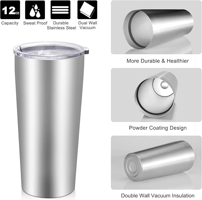 VEGOND 20oz Tumbler Bulk with Lid and Straw 1 Pack, Stainless Steel Vacuum Insulated Tumbler, Double Wall Coffee Cup Travel Mug, Stainless Steel