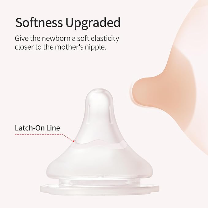 Pigeon Silicone Nipple (SS) with Latch-On Line, Natural Feel, 0+ Months, 4 Counts