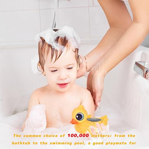 TKY Big-Eye Duck Baby Bath Thermometer - Digital Water & Room Temp Monitor with LED Alerts, Floating Bath Safety Essential for Newborns, Infants, Toddlers (Rechargeable, IP67 Waterproof)