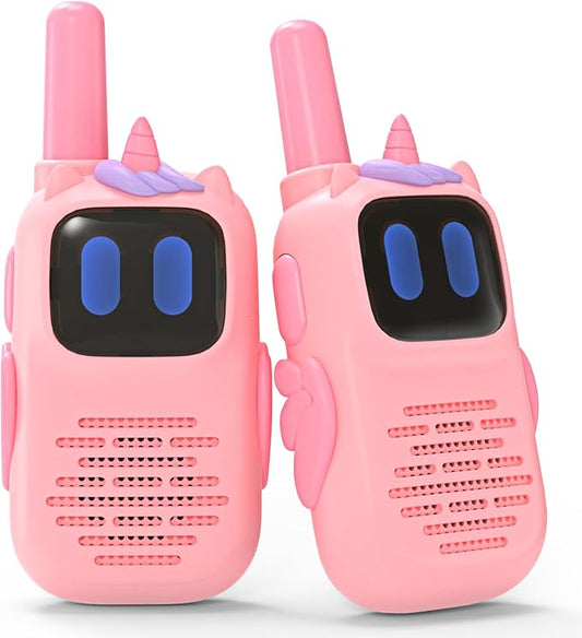 Pink Walkie Talkies with Silicone Cover, Toys for 3-8 Year Old Girls Boys, Kids Walkie Talkies 1000FT Range 2 Way RadioToy Christmas Birthday Gifts for 6-10 Year Old Girls Boys