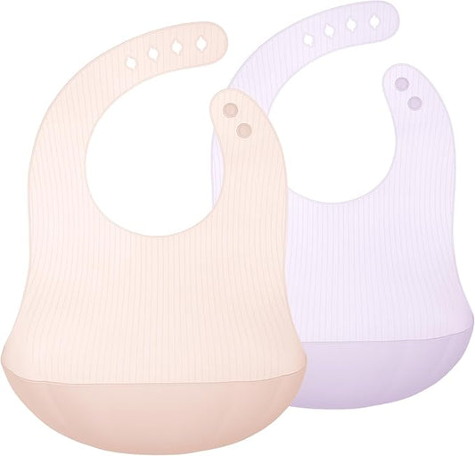 Olababy Fold N Go Silicone Baby Bib w Travel Case | Lightweight Design Eases Pressure Bruising for Infants & Toddlers