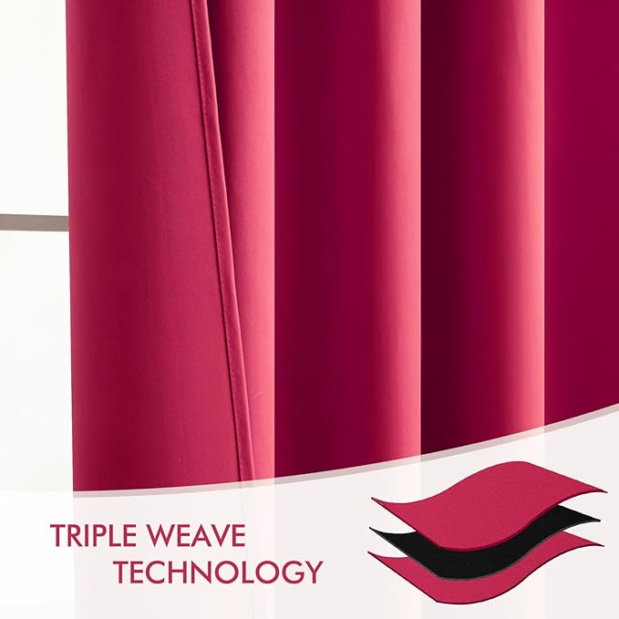 MIULEE Hot Pink Back Tab Blackout Curtains 102 Inch Long 2 Panels Set for Bedroom, Rod Pocket/Pinch Pleated Thermal Insulated Living Room Darkening Light Blocking Floor to Ceiling Drapes