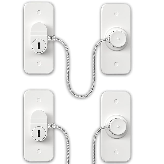 AOSITE Mini Fridge Locks for Kids No Drill Refrigerator Locks for Adults Cupboard Lock Child Safety Locks for Cabinets Drawer Locks Freezer Lock Baby Proofing (White, 2)