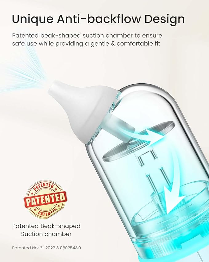 GROWNSY Nasal Aspirator for Baby, Upgraded 5 Suction Levels Baby Nose Sucker, IPX7 Waterproof Electric Nose Suction for Baby, Booger Sucker for Toddlers with Music & Light Functions (Blue)