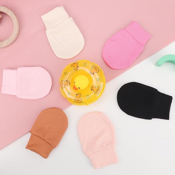 BQUBO 6 Pairs Newborn Baby Boys Girls Mittens 0-6 Months Unisex-Baby Infant Mittens Elastic No Scratch Wrist Gloves
