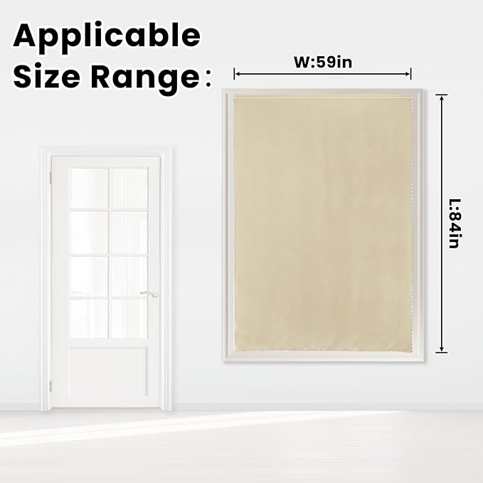 Self Adhesive Portable Blackout Curtains for Bedroom Easy to Install Window Thermal Lnsulated Kitchen Room Darkening Small Window Curtains, Cortinas Para Cuarto, 59"W X 84"L, Beige, 1 Panel