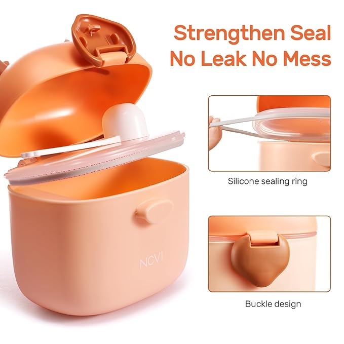 NCVI Baby Formula Dispenser On The Go, Formula Container To Go, Formula Holder for Travel, Outdoor Picnic with Baby Infant, Portable Container for Milk Powder, Snacks, Candy, Fruits (Brown Deer)