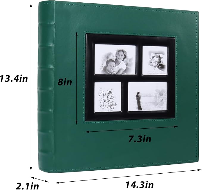 RECUTMS Photo Album 4x6 500 Photos, Large Capacity Family Wedding Picture Albums Holds 500 Horizontal and Vertical Photos (Dark Green)