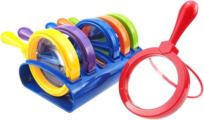 Kids Jumbo Magnifying Glass with Stand- 6 Pieces,Ages 3+, Easy Grasp Primary Science Magnifiers with Stand,Science Classroom Accessories, Teacher Supplies, Observation Toys for Kids