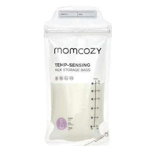 Momcozy Breastmilk Storing Bags, Temp-Sensing Discoloration Milk Storing Bags for Breastfeeding, Disposable Milk Storage Bag with 6 Ounce Self Standing, No-Leak Milk Freezer Storage Pouches, 200pcs