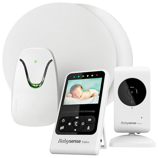 Babysense Video & Breathing Movement Monitor - Video Baby Monitor with Breathing Motion Detection & Alerts Bundle Pack - Video Monitor V24R with Babysense 7 Under-The-Mattress Sleep Monitor