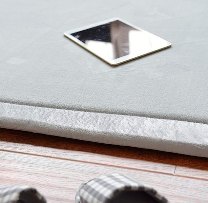 Loartee Nursery Rug Coral Velvet Crawling Rugs Area Rug Play Mat(4'9"x4'9", Gray) for Toddler Children Play Yoga Exercise Pads Carpet