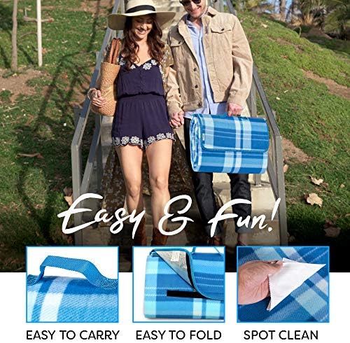 Scuddles Picnic Outdoor Blanket Park Blanket Beach Mat for Camping on Grass Oversized Seats 4 Adults Water Resistant Picnic Mat