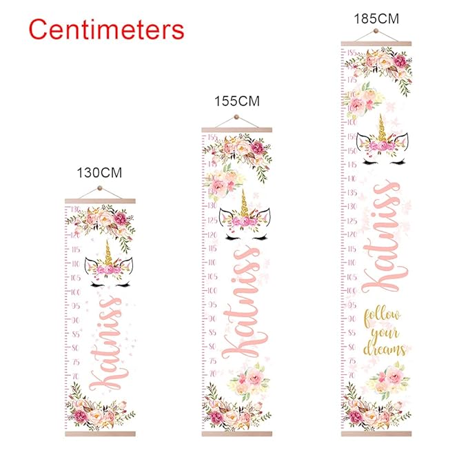 Personalized Kids Height Chart - Canvas Growth Ruler for Boys and Girls - Custom Name Banner with Removable Nursery Wall Decor - Gift for Kid’s Room Decoration
