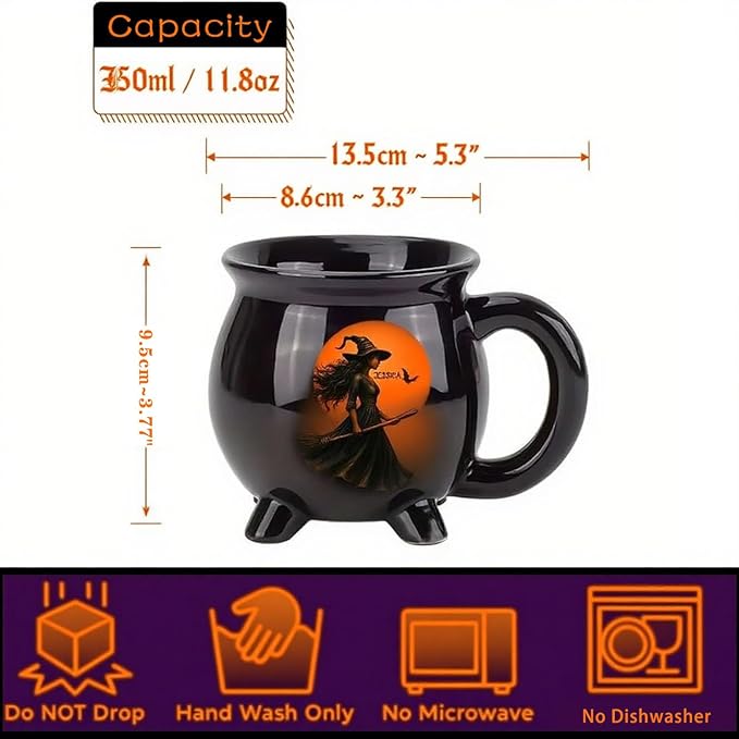 Custom Witch Cauldron Mug, Witch Themed Halloween Coffee Mug, Personalized Witches Brew Halloween Coffee Mug For Women, Besties, Family, Witches Cauldron (1 Pcs)