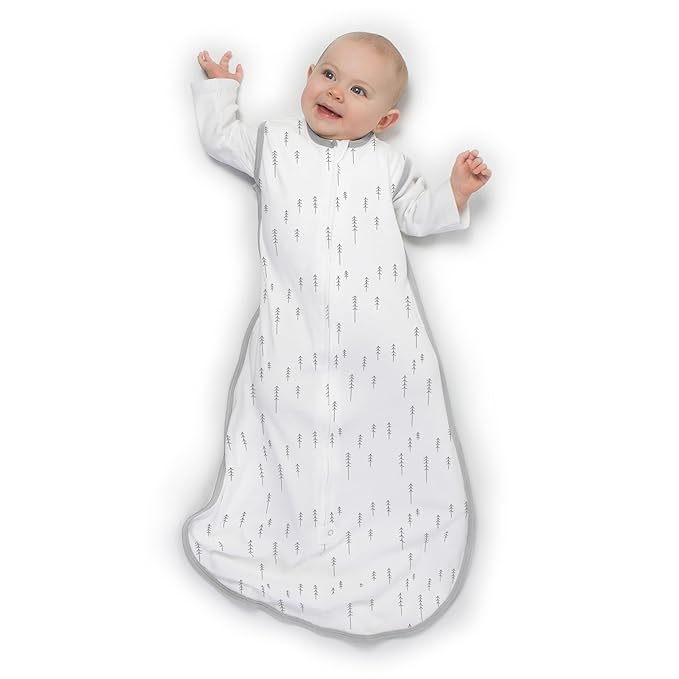 Amazing Baby Cotton Muslin Sleeping Sack, For Baby Boy or Girl, Wearable Blanket with 2-way Zipper, Trees, Sterling, Small (0-6 Month)