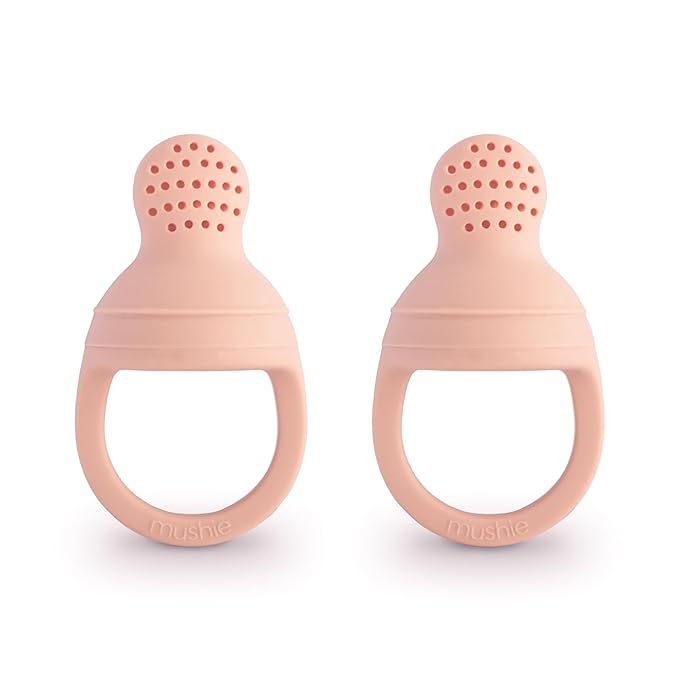 mushie Silicone Baby Fresh Fruit & Food Feeder Pacifier | 6 Months+ (Blush)