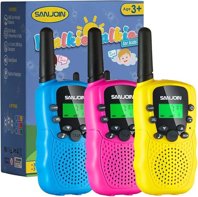 Walkie Talkies for Kids Toys for Boys Girls 4-6, 3 Miles Range Walkie Talkie to Camping, Outdoor 4 Year Old Girl Birthday Gifts for 3 4 5 6 7 Year Old Boy Girl Gifts Age 6-8 (Blue&Pink&Yellow)