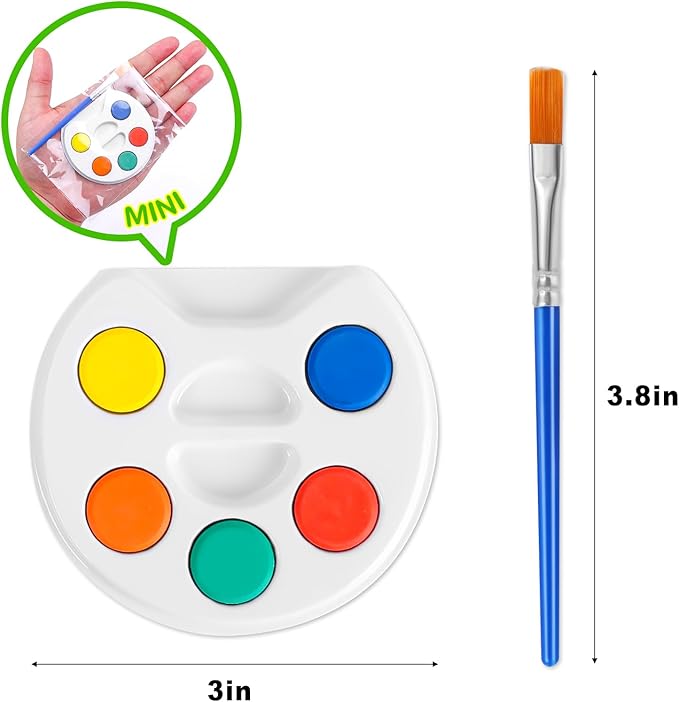 Mini Watercolor Paint Set for Kids.36 Pack Watercolor Paint Kids,5 Color Water Color set with Paint Brush and Palette Tray.DIY for Art Party Favors, Prizes,Birthday