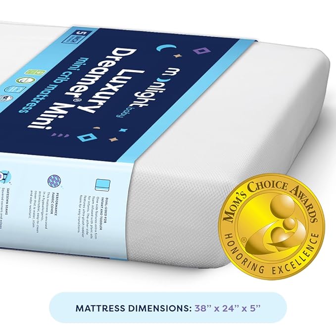 Moonlight Slumber Luxury Dreamer Mini Crib Mattress – Dual-Sided Baby and Toddler Mattress with CoolGel Foam, Waterproof and Hypoallergenic Cover, 5" Foam, Mini Crib Size, 24x38x5, Made in USA