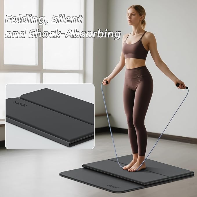 Foldable Yoga Mat Extra Thick 0.32 Inches Eco-Friendly POE Material, Non-Slip Design Fitness Mats, Multi-Purpose Workout Mats For Studio or Home Use (70 x 24 x 0.32 inches）
