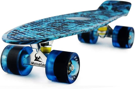 Skateboards Complete 22 Inch Mini Cruiser Retro Skateboard for Kids Boys Youths Beginners