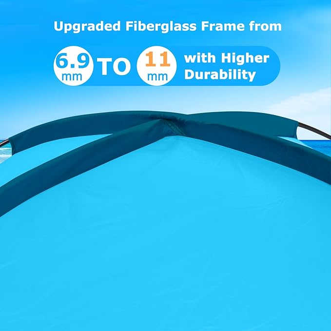 COMMOUDS Beach Tent Sun Shade for 3/4-5/6-7/8-10 Person, UPF 50+ Beach Sun Shelter Canopy Tent, Lightweight, Easy Set Up and Carry