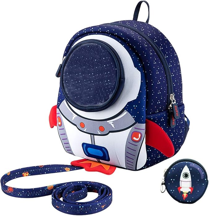 JiePai Toddler Rocket Backpack Leash Anti-lost Waterproof 3D Cartoon Kids Backpack