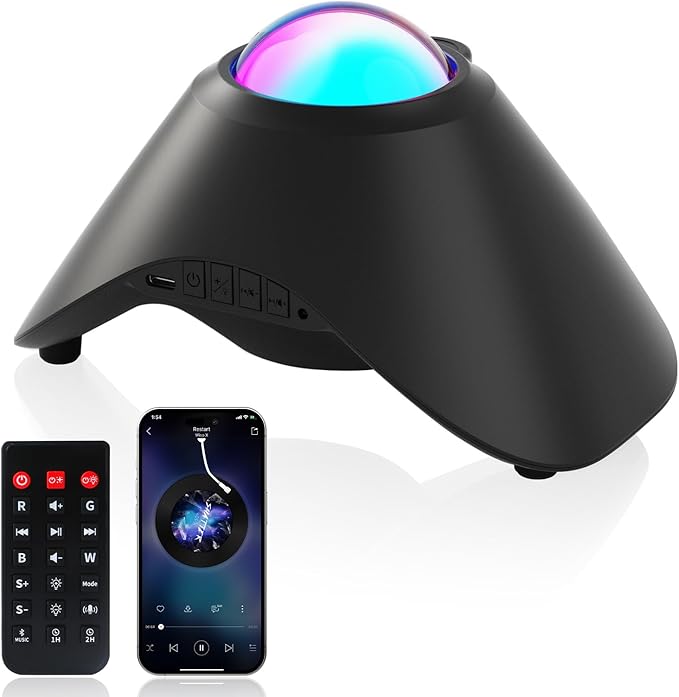 Galaxy Projector, Star Night Light Projector with Bluetooth Connection for Music and Timer and Remote Control for Kids Adults Bedroom Party Bar Decoration (Black)