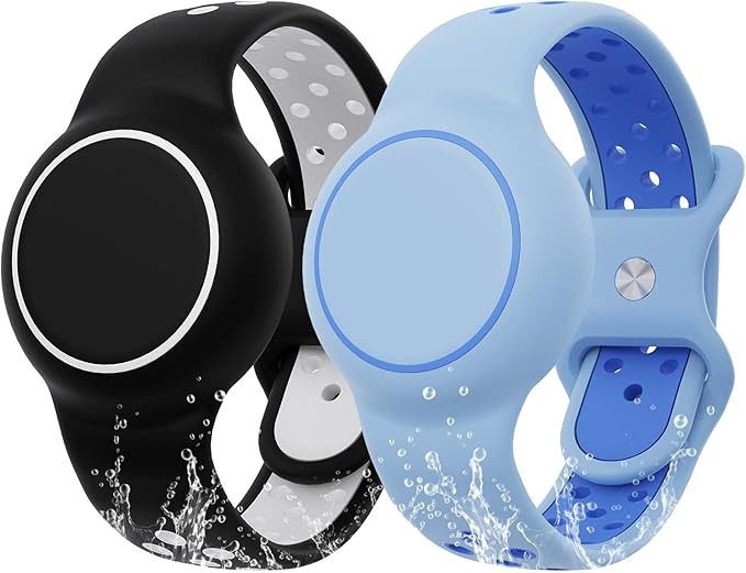 Waterproof Bracelet Compatible with AirTag for Kids (2 Pack), Protective Case GPS Tracker Holder for Child with Full Coverage Hidden Design, Soft Silicone Anti-Lost Wristband Cover for Toddler BWBB