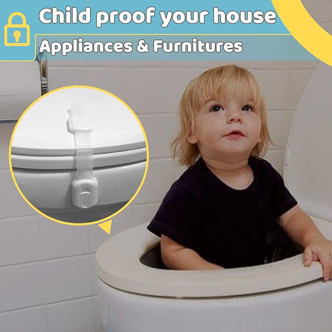 4our Kiddies Child Safety Cabinet Locks for Babies (2 Pack) Child Proof Latches for Cabinets and Drawers Doors, Baby Proofing Cabinet Strap Locks for Cupboards, Fridge, Toilet and Closet