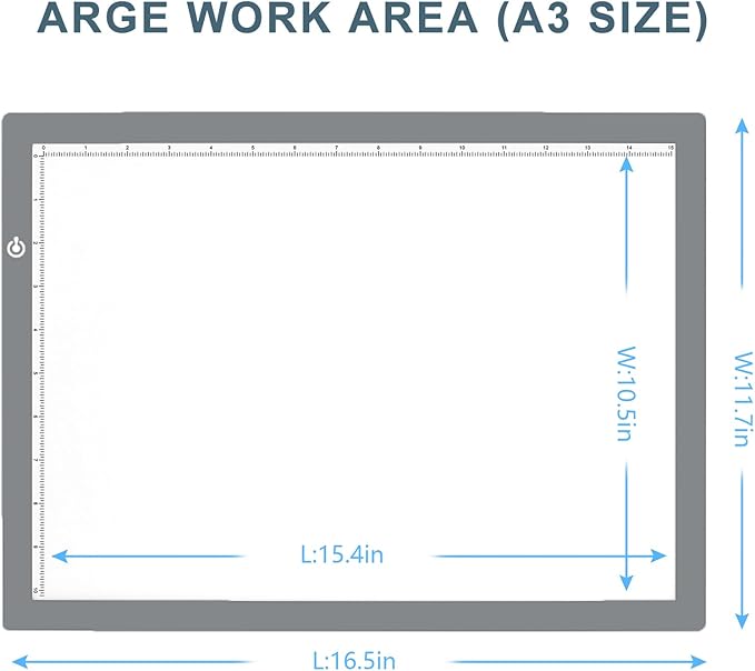 LitEnergy A3 LED Copy Board Light Tracing Box, Ultra-Thin Adjustable USB Power Artcraft LED Trace Light Pad for Tattoo Drawing, Streaming, Sketching, Animation, Stenciling (Silver)