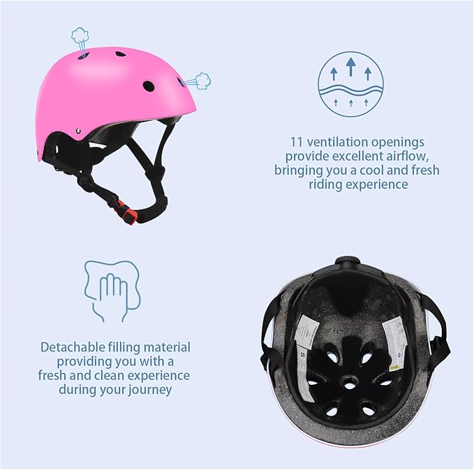 Color Gradient Adjustable Kids' Helmet with Knee & Elbow Pads Set | Multi-Sport Safety Gear for Boys & Girls Ages 5-14 | Skateboarding, Scooters, Roller & Inline Skating, Longboarding