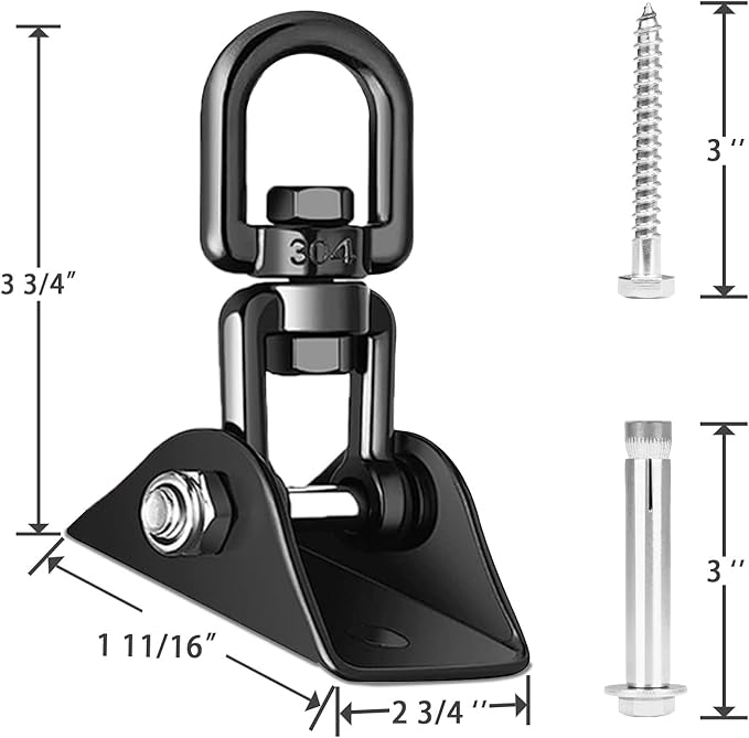 Heavy Duty Swing Hangers for Wooden Sets 2000 LB Capacity Hammock Hanger 360 Swivel Stainless Steel Swing Hardware Accessories 2 Packs for Porch Playground Yoga Heavy Bag