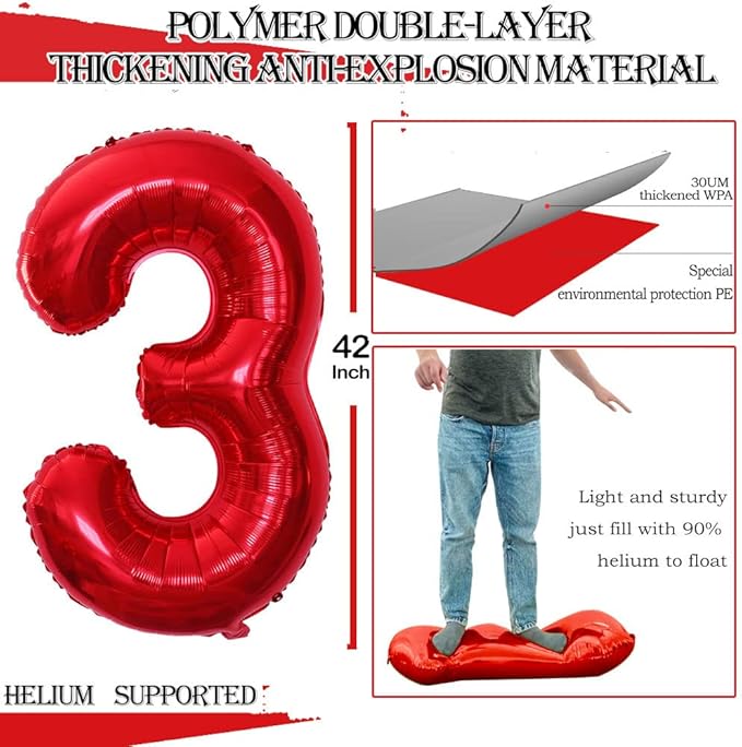 GOER Number 23 Balloons for 23rd Birthday Party Decorations,42 Inch Jumbo Foil Helium 32 Balloons for 32nd Birthday Party Decoration (Red)
