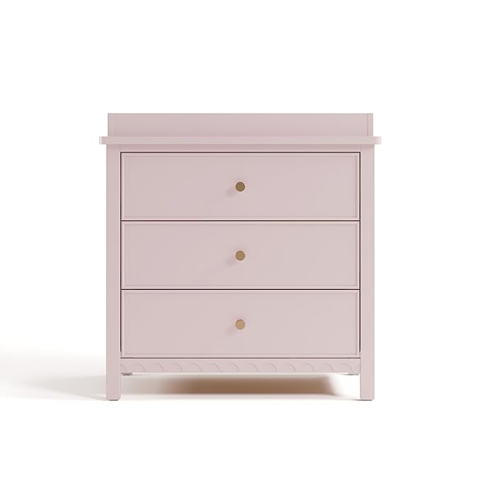 Graco Sasha 3-Drawer Chest with Changing Table Topper (Blush) – GREENGUARD Gold Certified, Nursery Bedroom Chest with Spacious Storage, Interlocking Drawer System, Pre-Installed Tracks