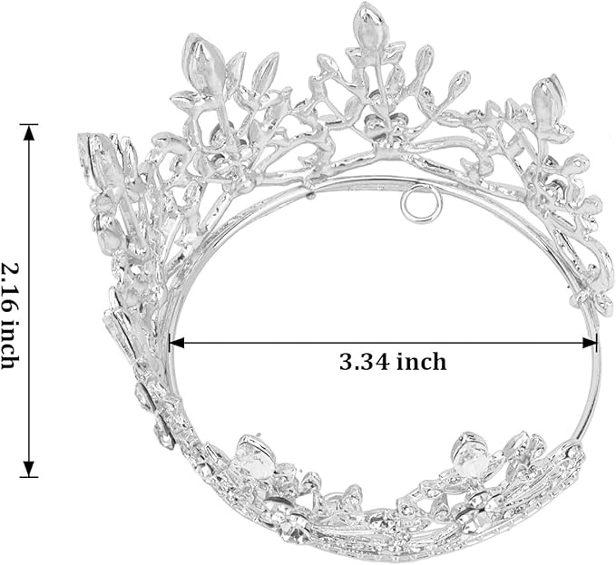 CAVETEE Mini Crown Cake Topper, Small Princess Tiara Crystal Crown Flower Bouquets Accessories for Cake Topper, Flower Arrangements and Decorations (silver)