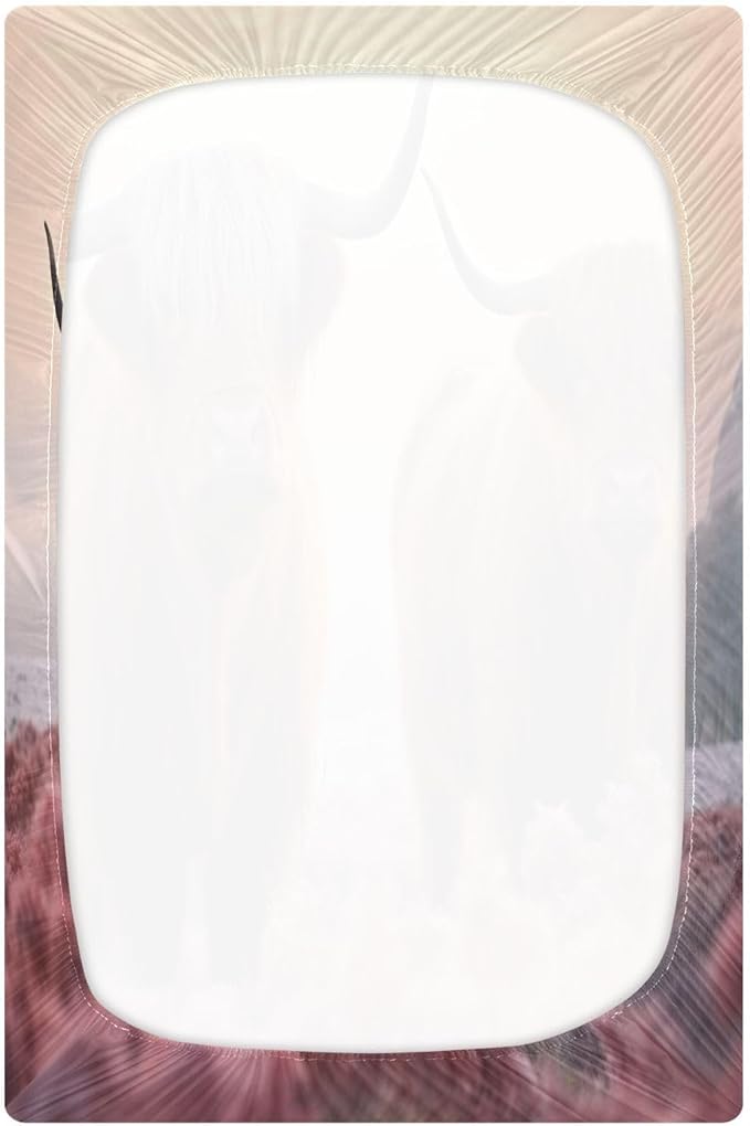 Two Highland Cows Crib Sheets for Boys and Girls, Fitted Baby Crib Sheets Soft and Breathable Mini Crib Sheets 52 X 28 X 9 Inches