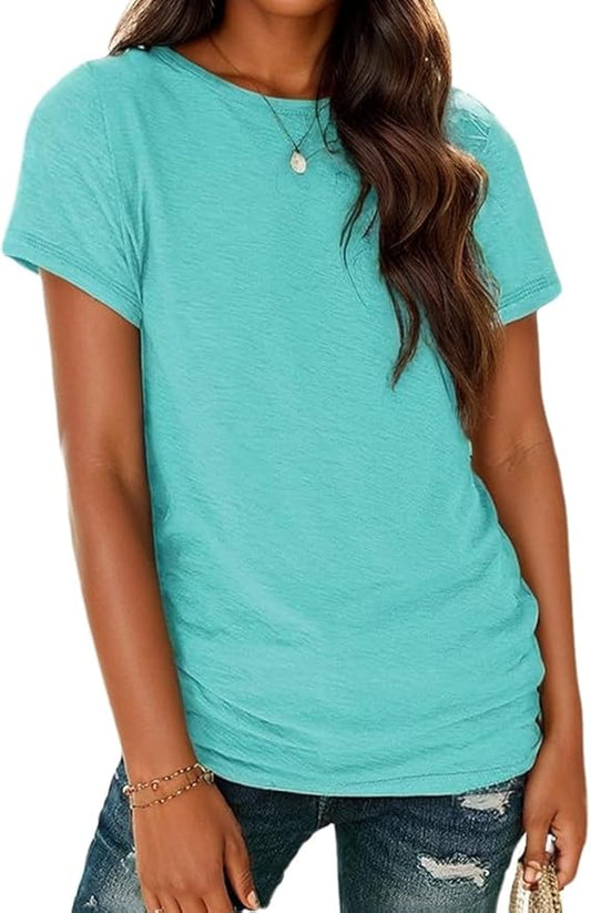 Soft Short Sleeve Shirts for Women, Crew Neck T Shirts for Women Loose Fitting Lightweight Top Basic Tee Shirt