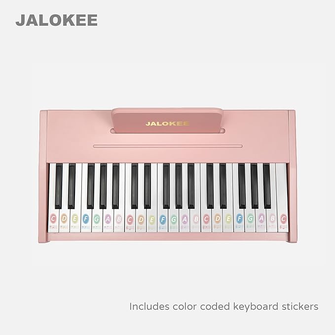 Kids Piano Keyboard, Digital Piano for Kids, Music Educational Instrument Toy, Wood Toy for 3+ Girls and Boys (Pink, 37 Keys)